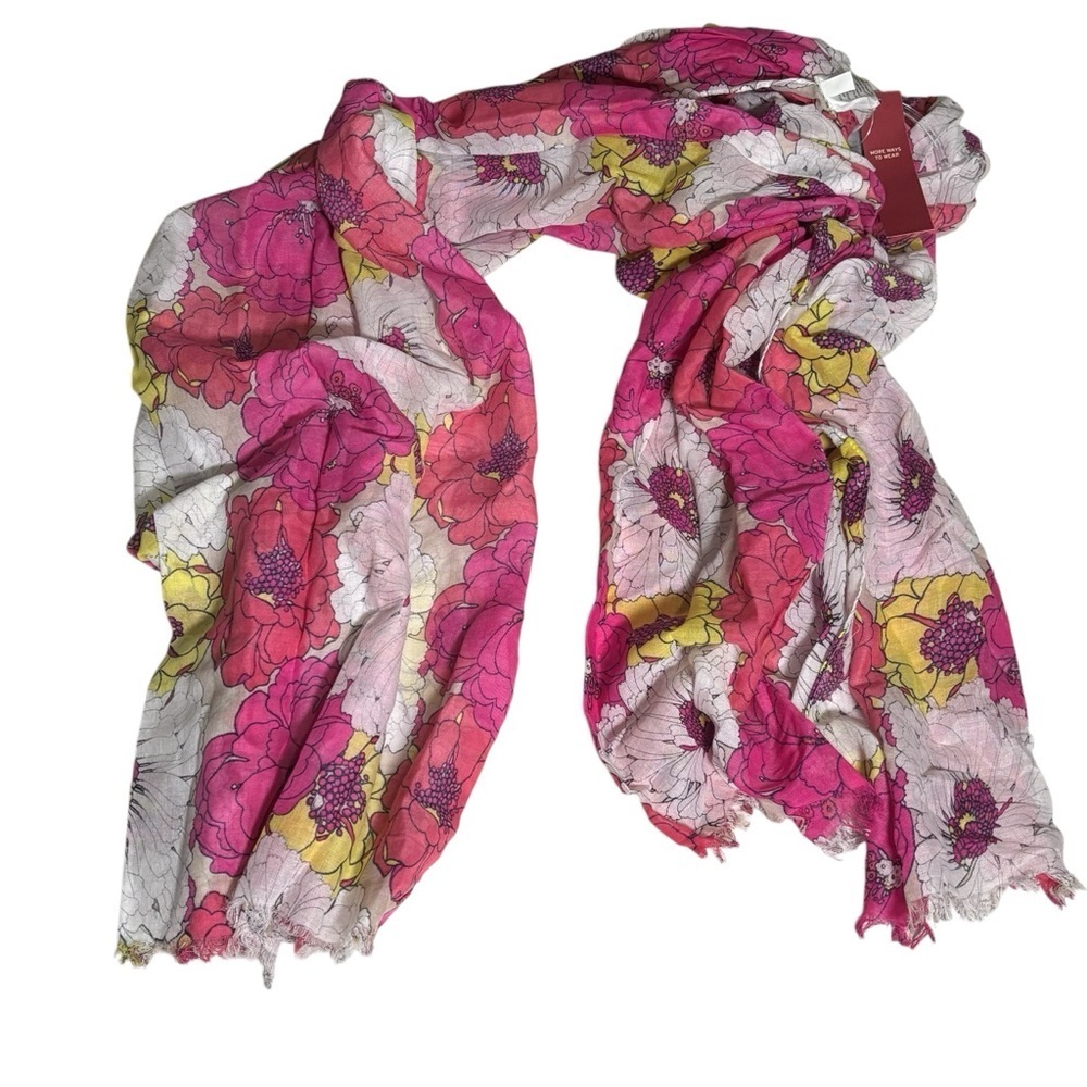 NWT Merona Floral Pink and Yellow Scarf Wrap Cottage Core Resort Wear
